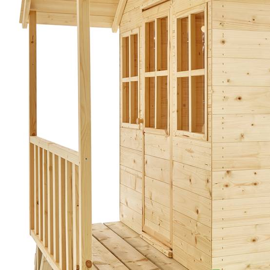 Maisonnette cabane sur pilotis en bois FSC® avec toboggan vert kaki COLLINE - Image 8