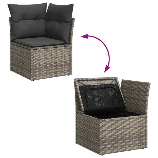 Ensemble Canapés Modulaires 5 pcs Polyrotin Gris Moderne Résistant UV avec Sac Rangement – ComfortXL Outdoor Living - Image 6