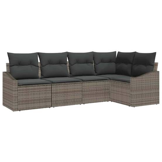 Ensemble Canapés Modulaires 5 pcs Polyrotin Gris Moderne Résistant UV avec Sac Rangement – ComfortXL Outdoor Living - Image 2
