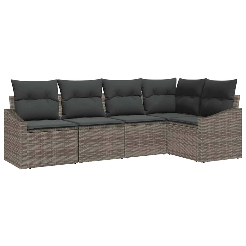 Ensemble Canapés Modulaires 5 pcs Polyrotin Gris Moderne Résistant UV avec Sac Rangement – ComfortXL Outdoor Living - Image 2