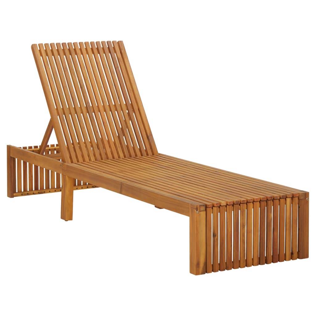 Helloshop26 - Transat chaise longue bain de soleil lit de jardin terrasse meuble d'extérieur avec coussin bois d'acacia solide - Image 2
