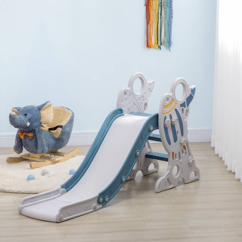 Toboggan enfant design fusée avec set d’autocollants, bleu, 1,5-3 ans, dimensions 157 x 46,5 x 80 cm - Image 5