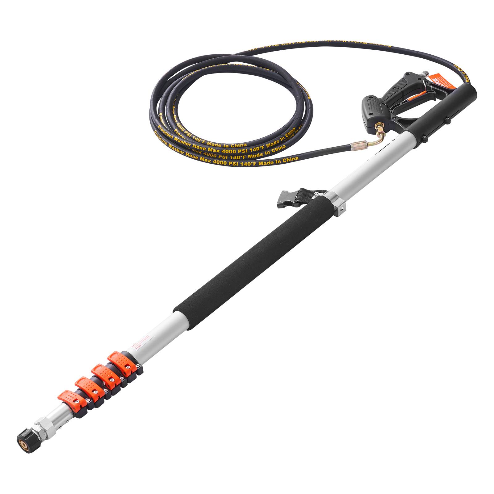 VEVOR Lance télescopique nettoyeur HP 5437mm, 4000 psi, 5 buses, brosse, gouttière. - Image 9