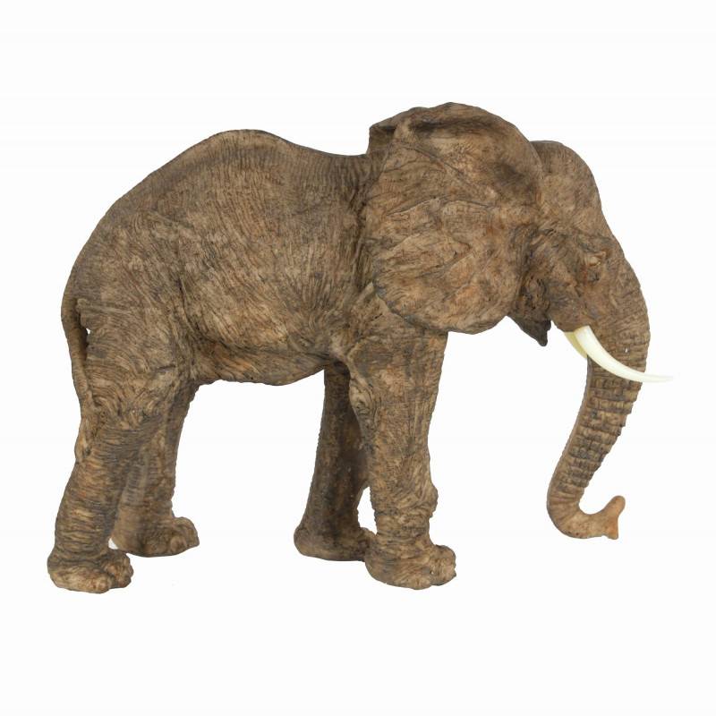 Grande Statuette éléphant En Résine - Déco Intérieure Ethnique Ou Bohème (33x12x25cm)