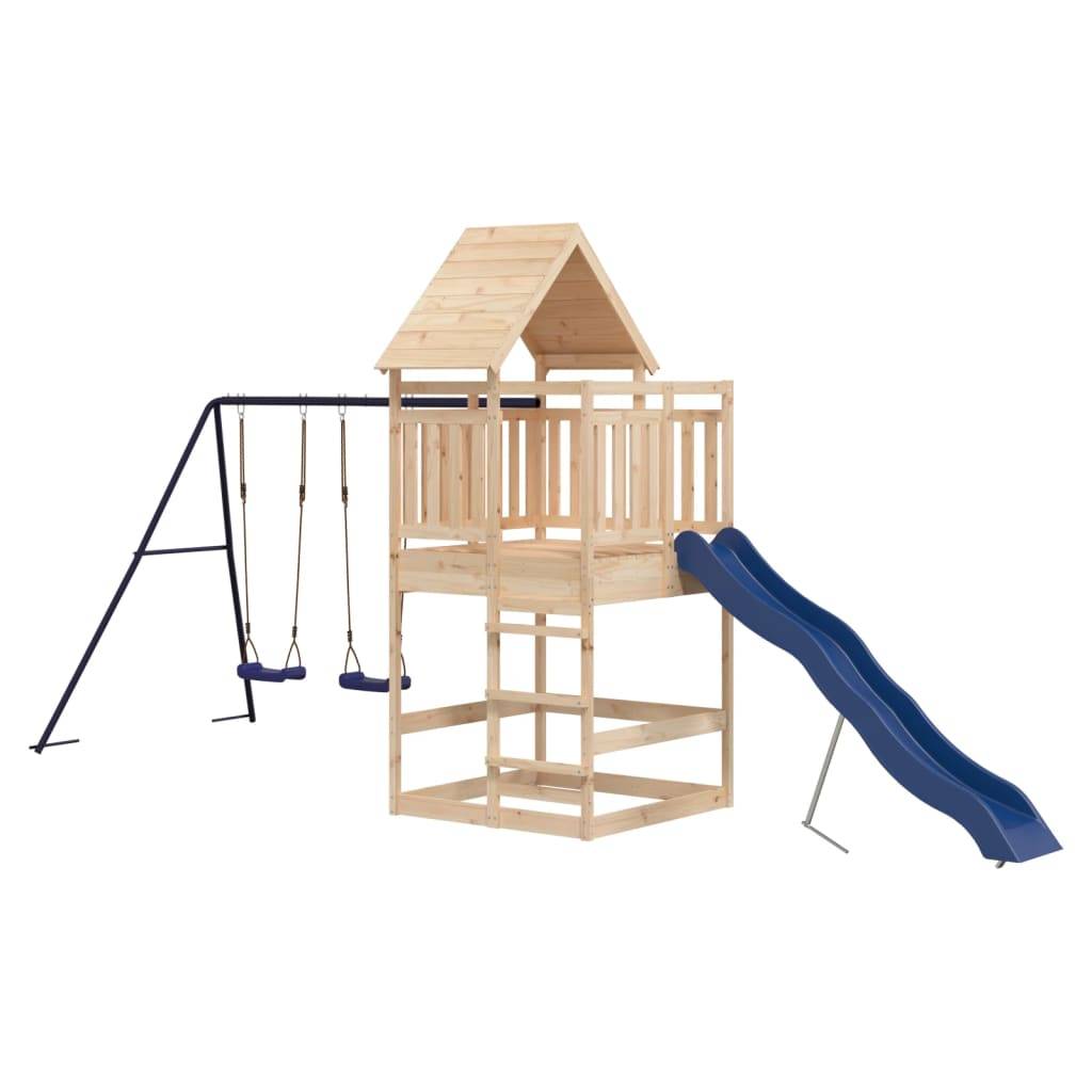 Helloshop26 - Aire de jeux d'extérieur balançoires toboggan portiques robuste jeux jardin 553 x 206 x 264 cm bois de pin massif - Image 2