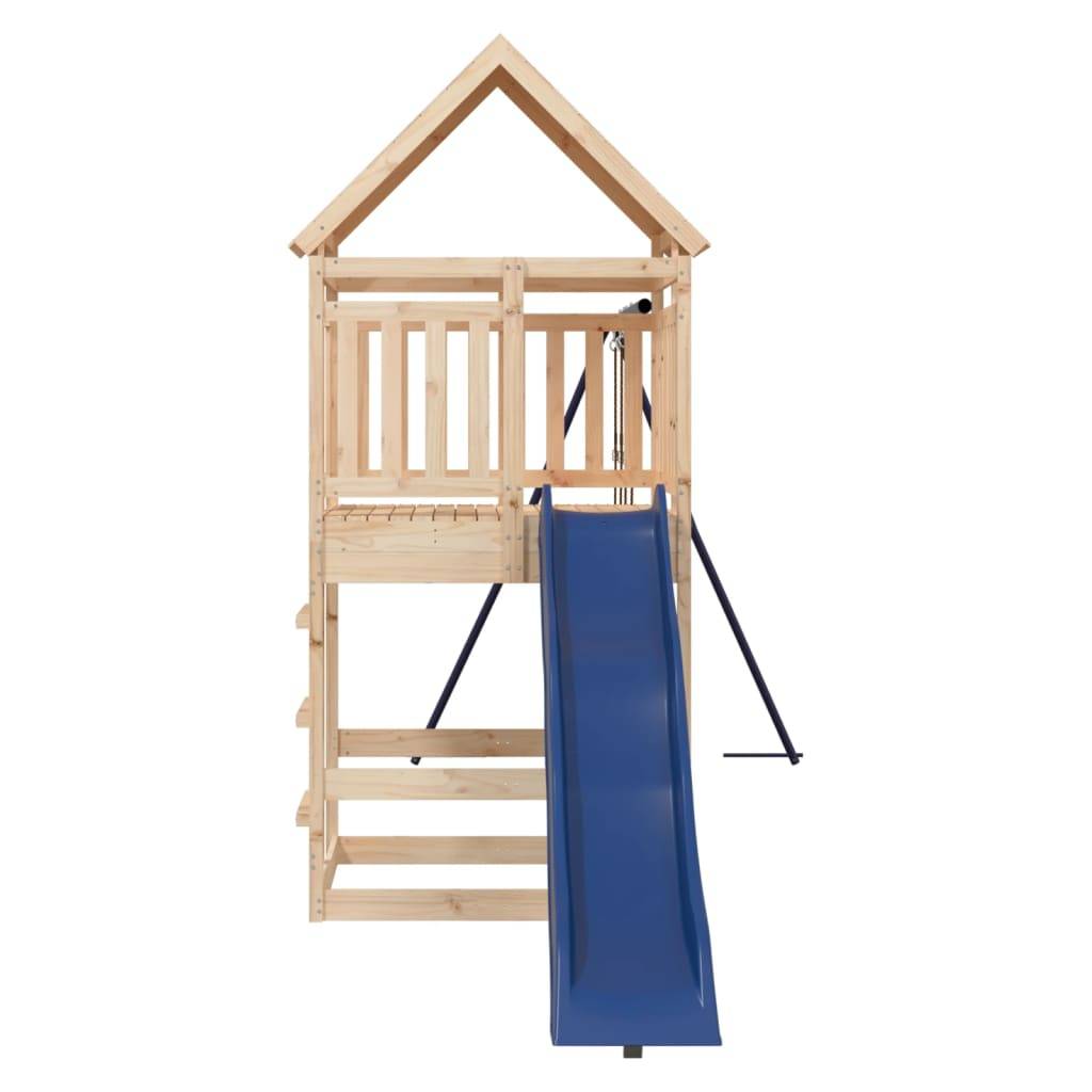 Helloshop26 - Aire de jeux d'extérieur balançoires toboggan portiques robuste jeux jardin 553 x 206 x 264 cm bois de pin massif - Image 1