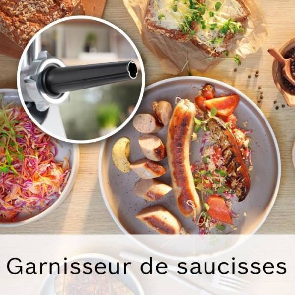 Bosch - Hachoir Electrique  a viande - BOSCH - MFWS420W Série 4 - Blanc - 500 W - moteur bloqué 1900 W - 2,5 kg/mn - 2 vitesses - 2 grilles de hac - Image 6