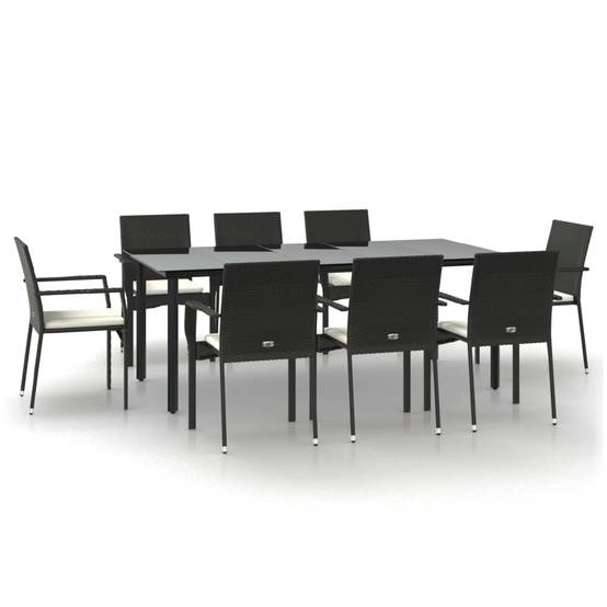 ComfortXL - Table et 8 Chaises de Jardin Noir et Crème en Résine Tressée, Plateau en Verre 200cm – ComfortXL Outdoor Living - Image 2