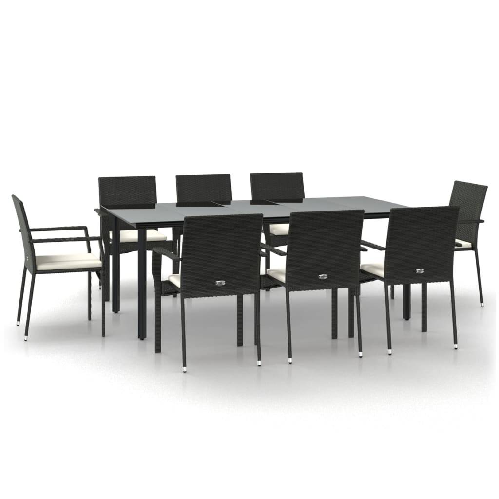 ComfortXL - Table et 8 Chaises de Jardin Noir et Crème en Résine Tressée, Plateau en Verre 200cm – ComfortXL Outdoor Living - Image 2