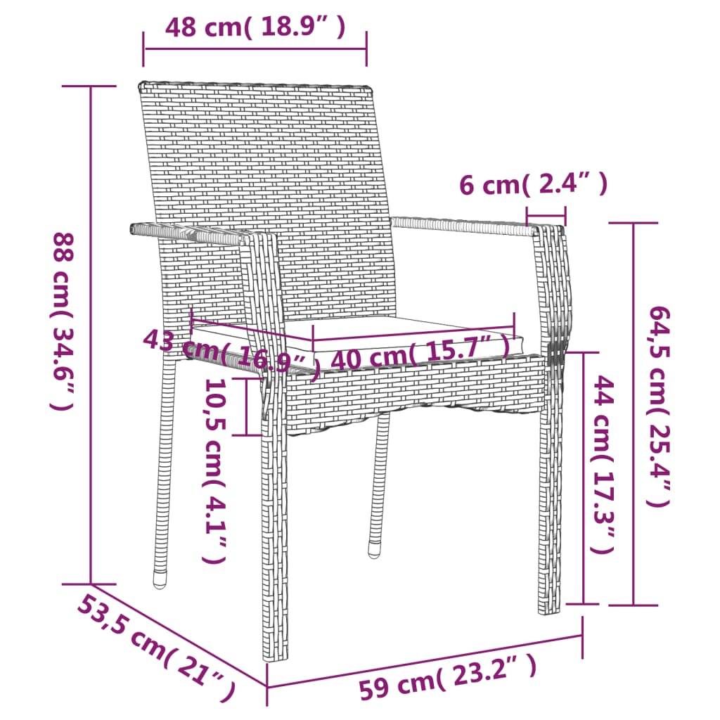 ComfortXL - Table et 8 Chaises de Jardin Noir et Crème en Résine Tressée, Plateau en Verre 200cm – ComfortXL Outdoor Living - Image 9