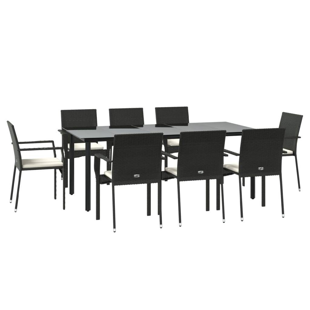 ComfortXL - Table et 8 Chaises de Jardin Noir et Crème en Résine Tressée, Plateau en Verre 200cm – ComfortXL Outdoor Living - Image 3