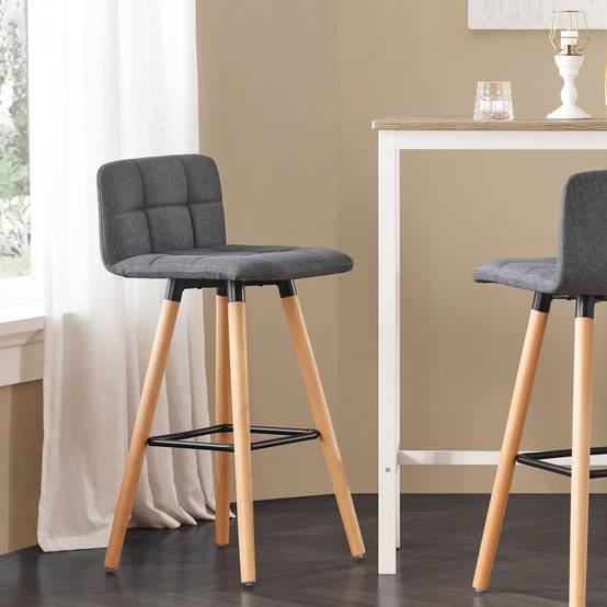 SoBuy Lot de 2 Tabourets de Bar avec Dossier et Repose-pieds pour Cuisine - Modèle FST50-DG Haute Qualité - Image 5