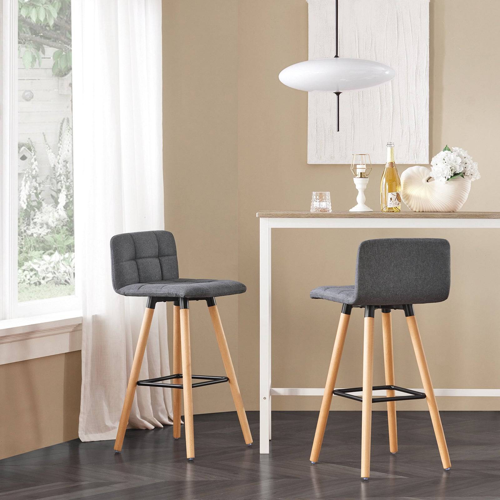 SoBuy Lot de 2 Tabourets de Bar avec Dossier et Repose-pieds pour Cuisine - Modèle FST50-DG Haute Qualité - Image 2