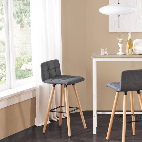 SoBuy Lot de 2 Tabourets de Bar avec Dossier et Repose-pieds pour Cuisine - Modèle FST50-DG Haute Qualité - Image 4