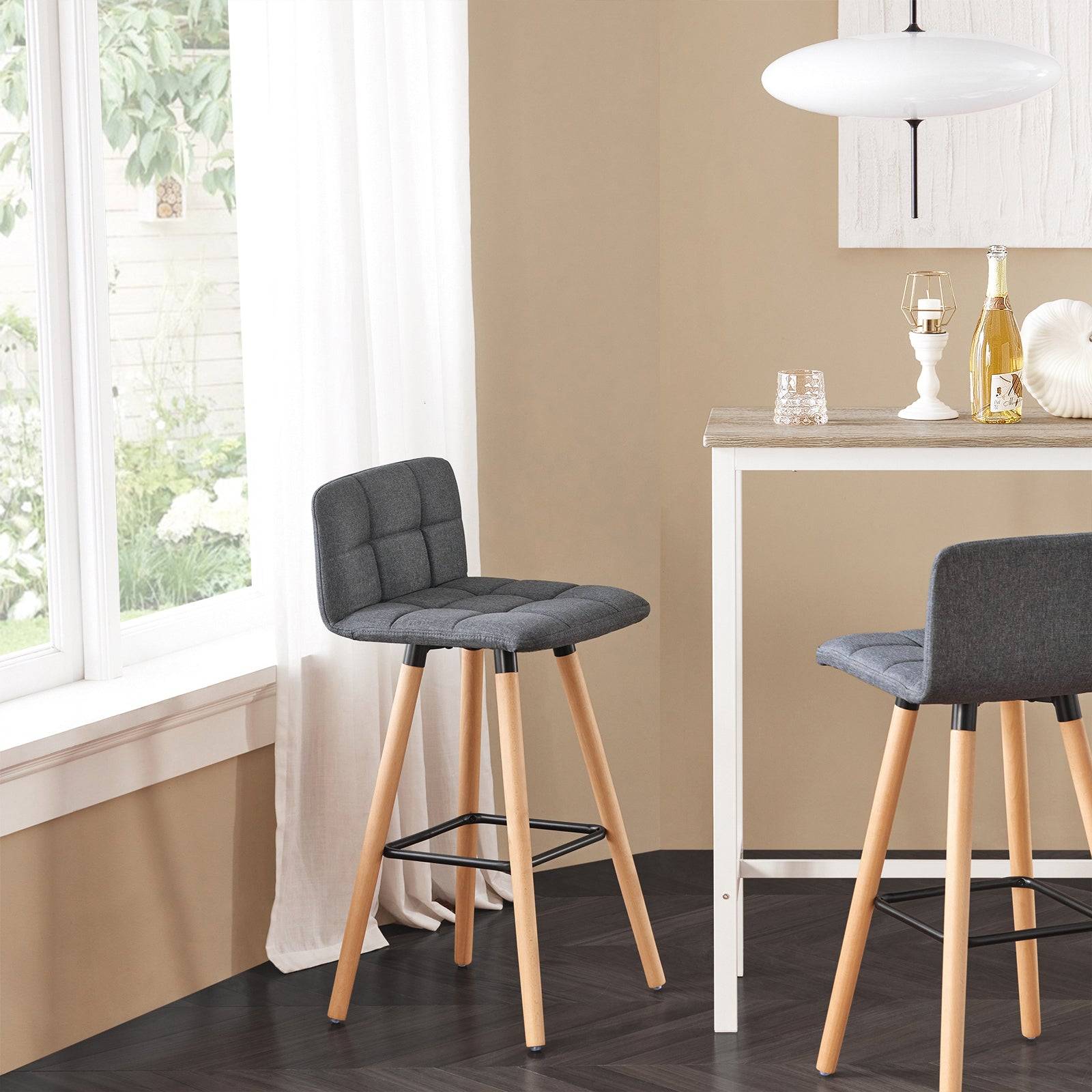 SoBuy Lot de 2 Tabourets de Bar avec Dossier et Repose-pieds pour Cuisine - Modèle FST50-DG Haute Qualité - Image 4