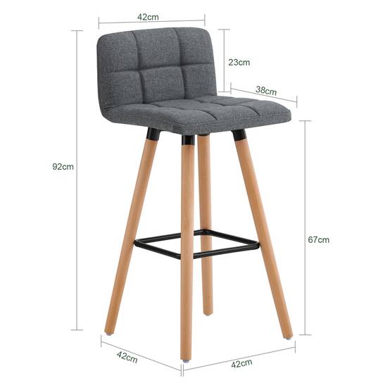 SoBuy Lot de 2 Tabourets de Bar avec Dossier et Repose-pieds pour Cuisine - Modèle FST50-DG Haute Qualité - Image 3