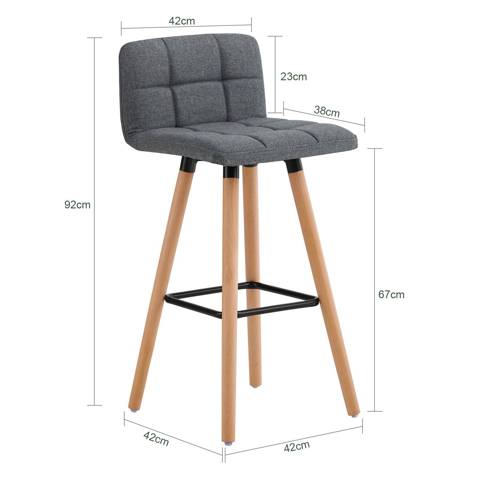 SoBuy Lot de 2 Tabourets de Bar avec Dossier et Repose-pieds pour Cuisine - Modèle FST50-DG Haute Qualité - Image 3