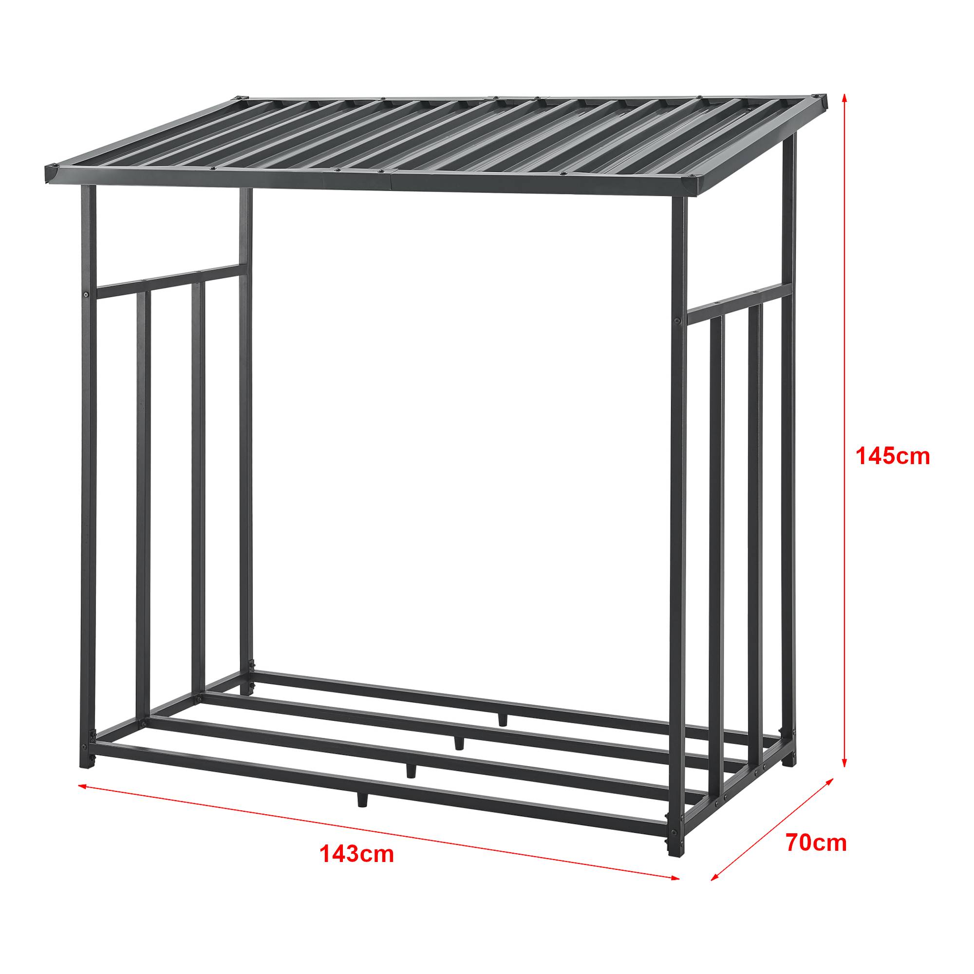 Casa.Pro - Abri-bûches Yakutat avec housse de protection 145 x 143 x 70 cm noir [casa.pro] - Image 4