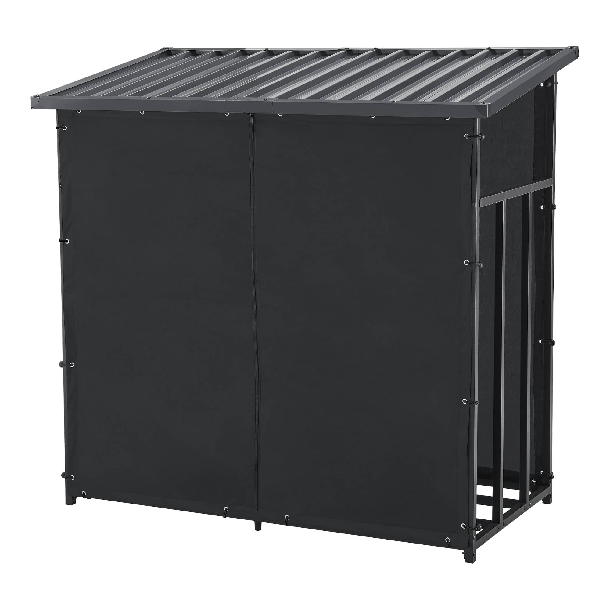 Casa.Pro - Abri-bûches Yakutat avec housse de protection 145 x 143 x 70 cm noir [casa.pro] - Image 1