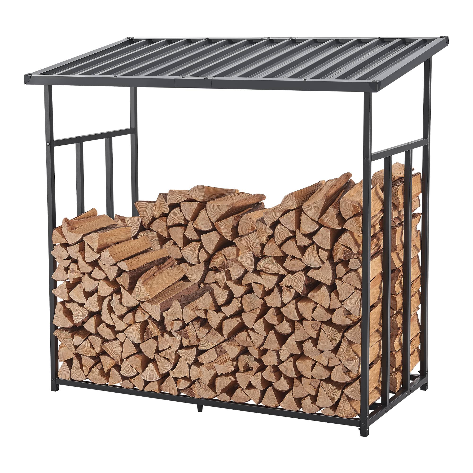 Casa.Pro - Abri-bûches Yakutat avec housse de protection 145 x 143 x 70 cm noir [casa.pro] - Image 3