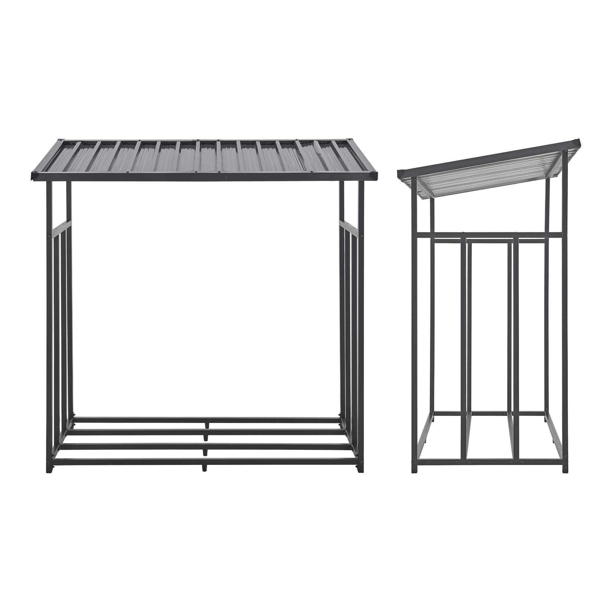 Casa.Pro - Abri-bûches Yakutat avec housse de protection 145 x 143 x 70 cm noir [casa.pro] - Image 5