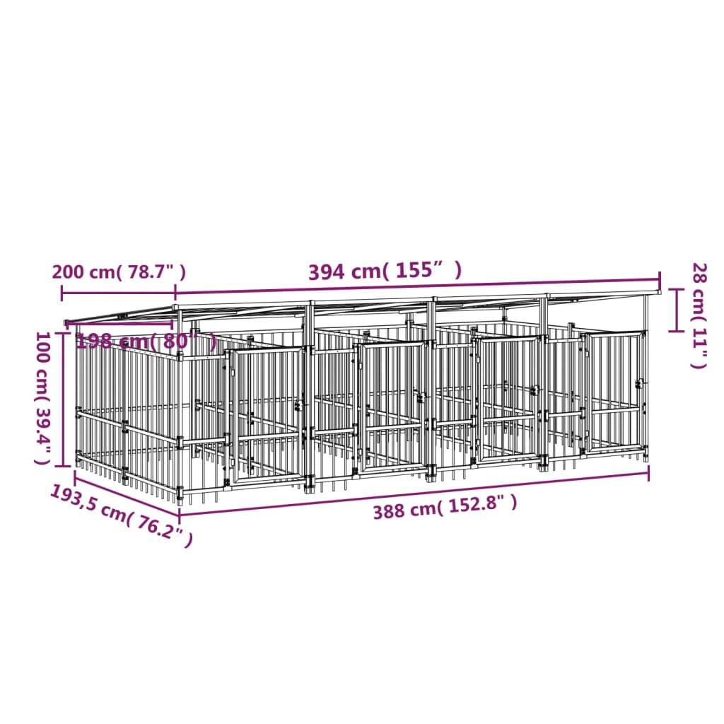 Vidaxl - Chenil d'extérieur avec toit pour chiens Acier 7,51 m² vidaXL 3124591 - Image 3