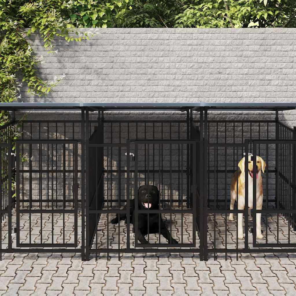 Vidaxl - Chenil d'extérieur avec toit pour chiens Acier 7,51 m² vidaXL 3124591 - Image 1