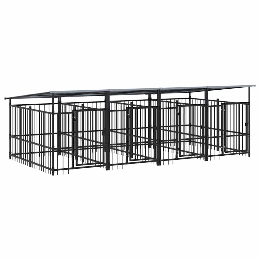 Vidaxl - Chenil d'extérieur avec toit pour chiens Acier 7,51 m² vidaXL 3124591 - Image 2