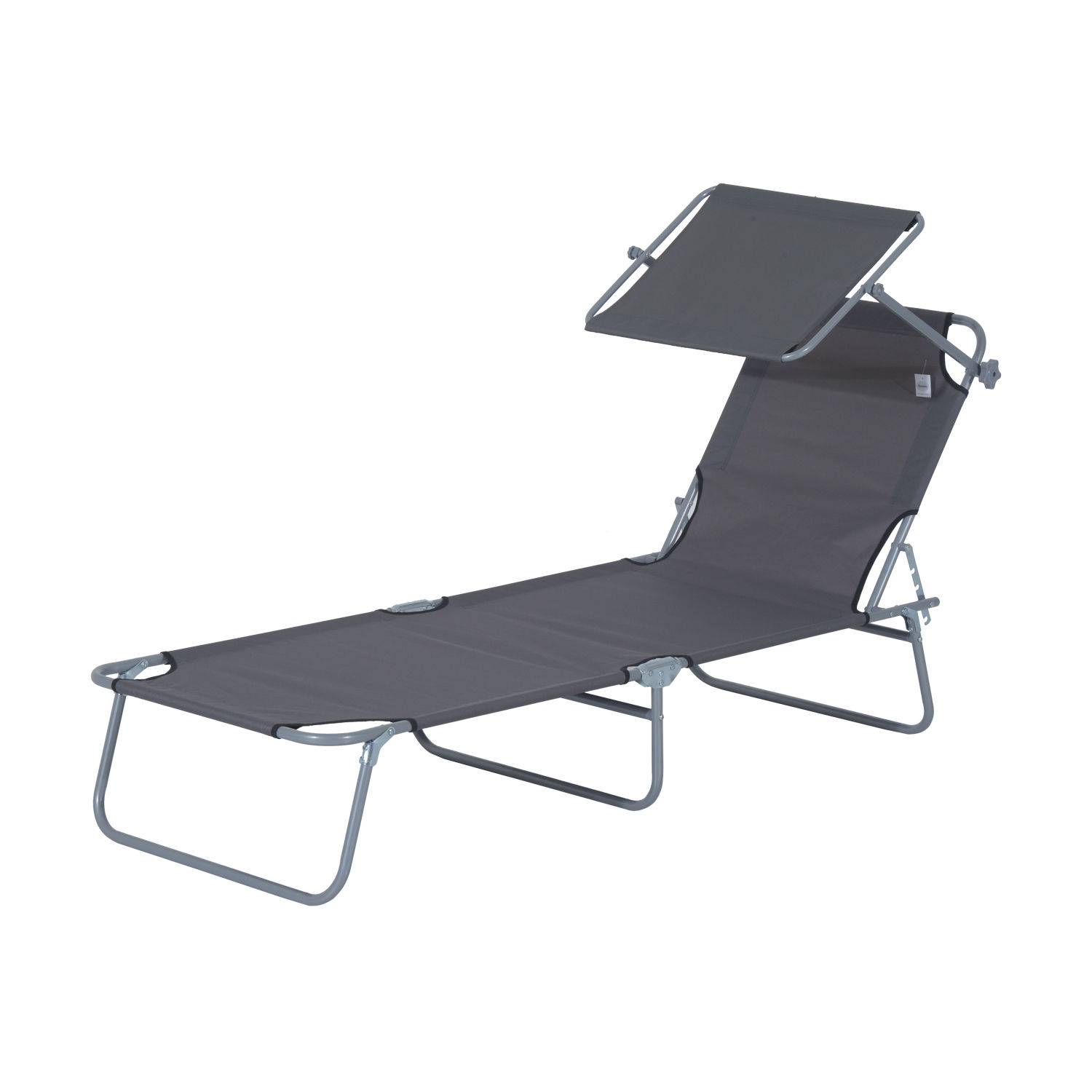 Chaise longue pliante, chaise longue de jardin avec pare-soleil, chaise longue de bien-être avec dossier,capacité de charge jusqu'à 120 kg - Image 2