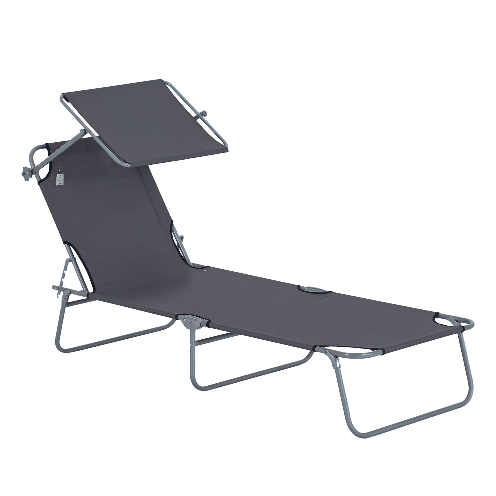 Chaise longue pliante, chaise longue de jardin avec pare-soleil, chaise longue de bien-être avec dossier,capacité de charge jusqu'à 120 kg - Image 1