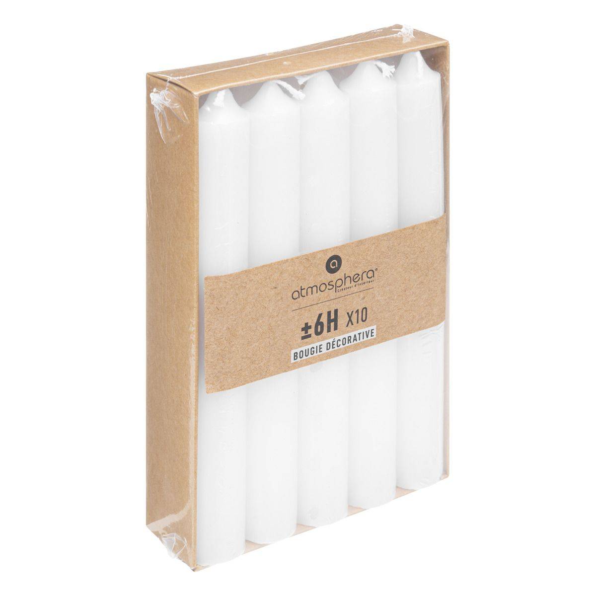 Lot de 10 Bougies Bâtons Blanc H 16 cm - Image 1