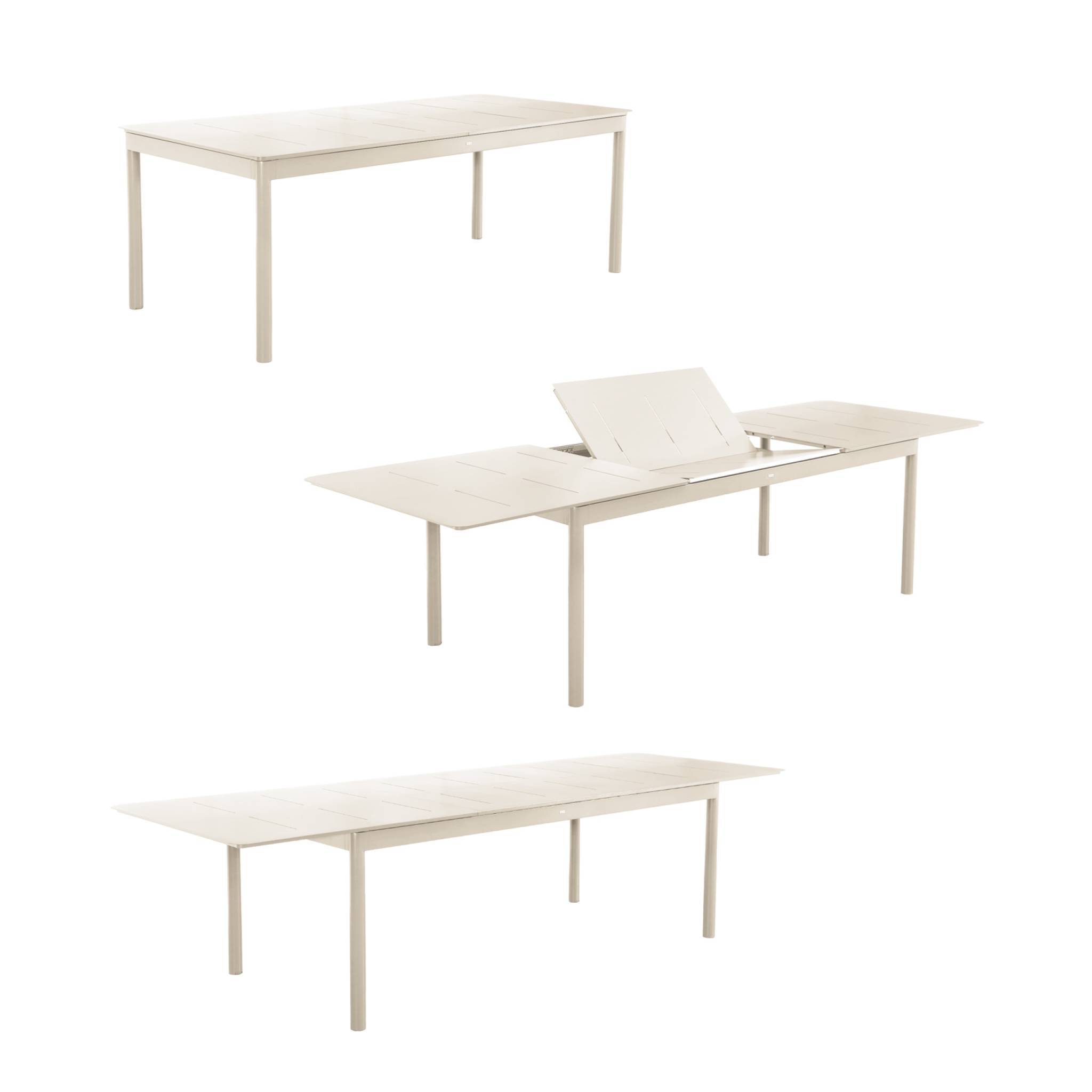Table de jardin extensible aluminium + 8 assises beige. 8 fauteuils textilène. 210/300 x 100 x 75.5 cm | sweeek - Image 7