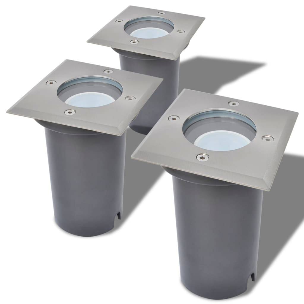 Lampe d'extérieur - Lampe de jardins au sol à LED 3 pcs carré
