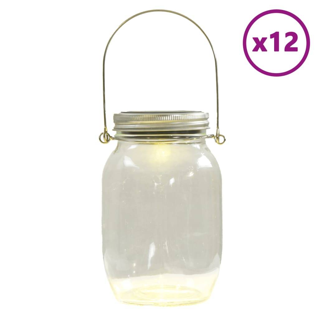 Lampe d'extérieur - Lampe de jardin solaire en verre 12 pcs blanc chaud - Image 1