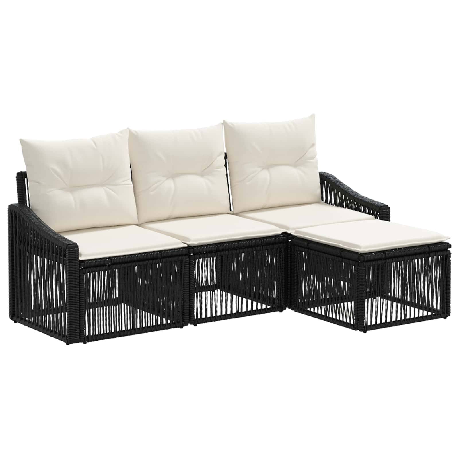 Vidaxl - Ensemble de canapé de jardin 4 pcs-Salons de jardin 4 place Noir polyrotin 714407 - Image 2