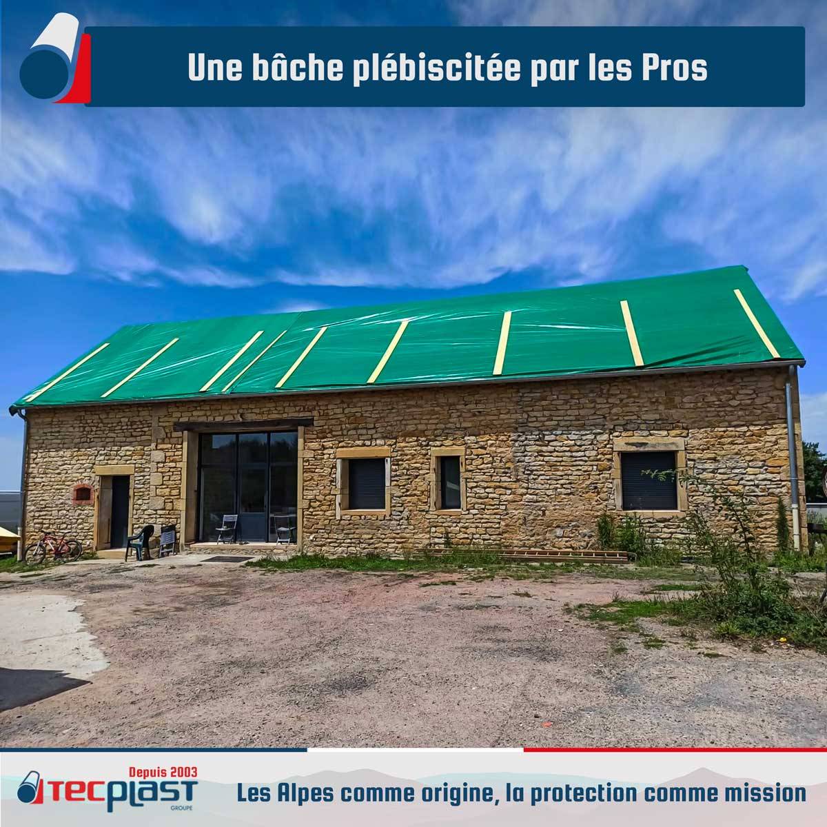 Tecplast - Bâche Toiture 3x5 m HQ250TO Verte et Marron - Haute Performance - Bâche d'étanchéité pour Couvreur et Charpentier TECPLAST - Image 2