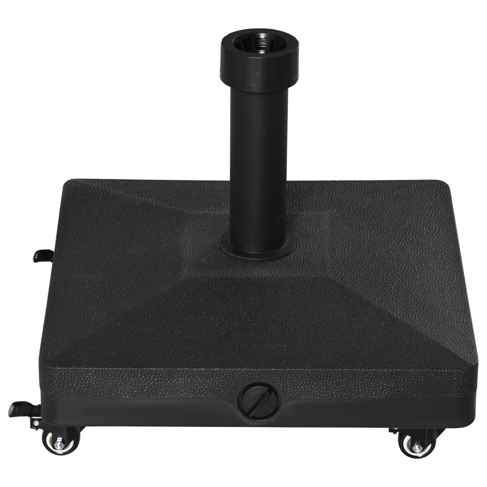Pied de parasol jusqu'à 20 kg remplissable, carré, roulette, pour mâts 22-38 mm, noir - Image 2