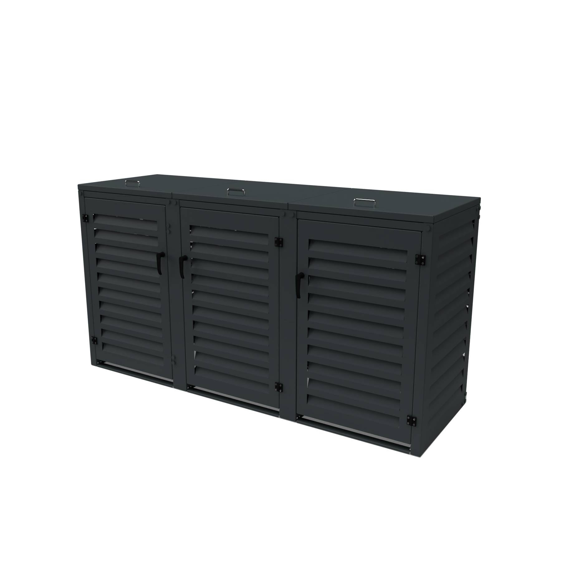 Cache Poubelle Extérieur Triple en Aluminium thermolaqué - Abri pour 3 conteneurs 120 Litres – Gris Anthracite RAL 7016