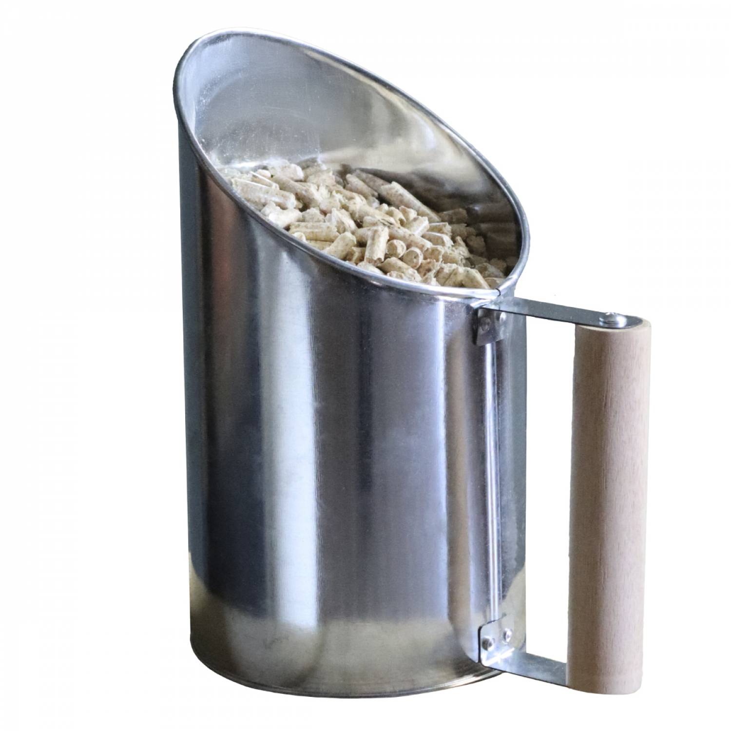 Pelle à granulés, pellets en fer de zinc et poignée en bois - 1.5L - Gris - Linxor - Image 1
