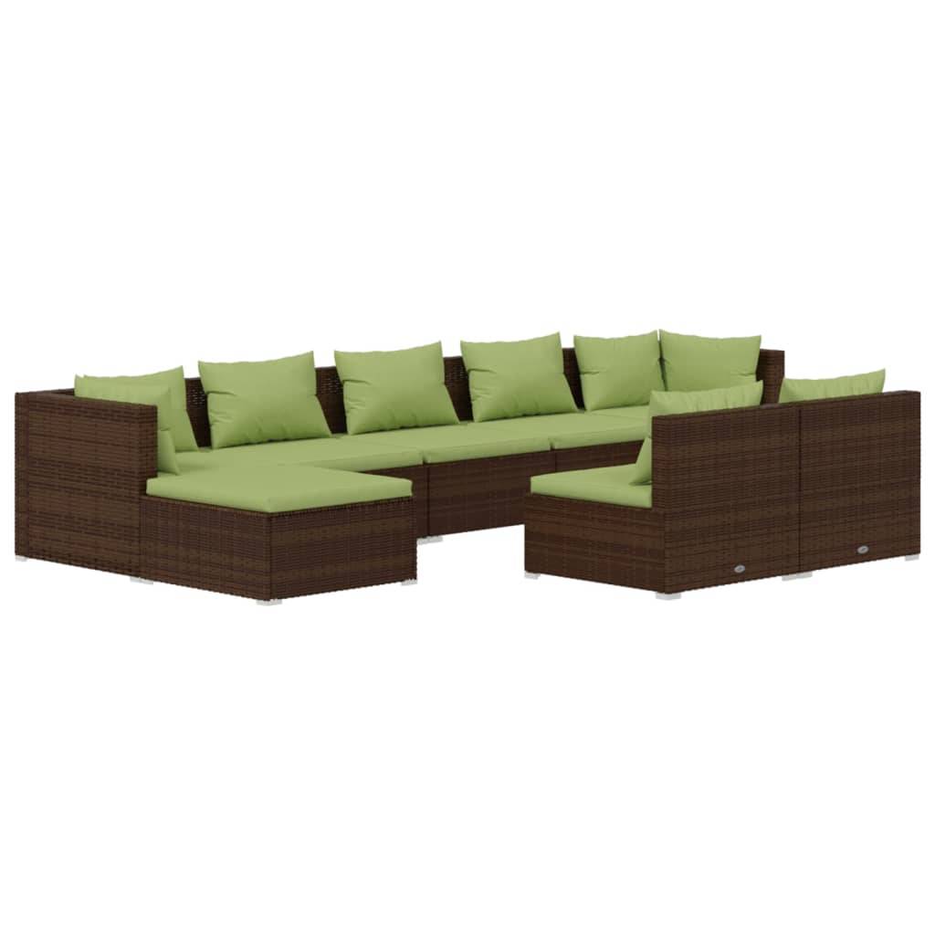 Helloshop26 - Salon de jardin meuble d'extérieur ensemble de mobilier 9 pièces avec coussins marron résine tressée - Image 1