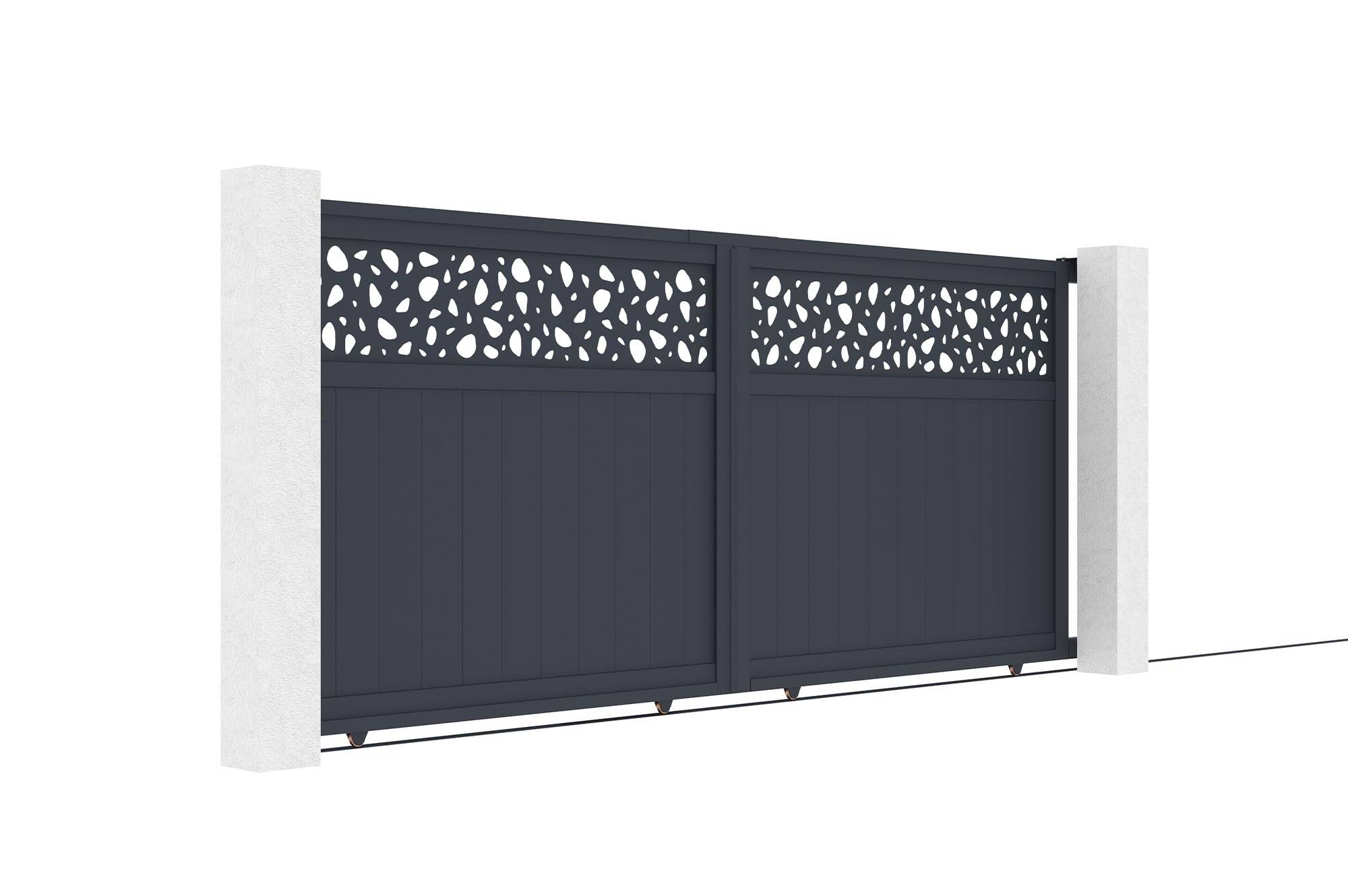 CASANOOV - Casanoov Portail coulissant 3,7m DOLOMITE SUNNY H.160 cm aluminium gris + Poteau EIFEL 15x15 cm aluminium H.190 cm gris anthracite - Image 6