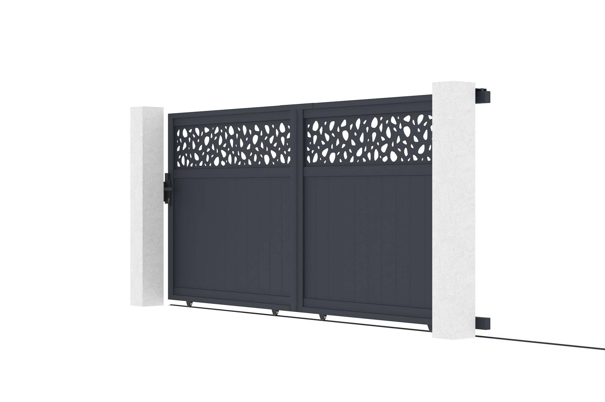 CASANOOV - Casanoov Portail coulissant 3,7m DOLOMITE SUNNY H.160 cm aluminium gris + Poteau EIFEL 15x15 cm aluminium H.190 cm gris anthracite - Image 5