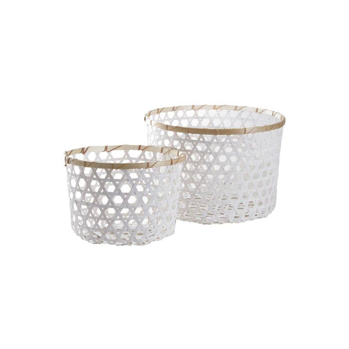 Aubry Gaspard - Corbeille de rangement en bambou ajourée (Lot de 2) - Image 1