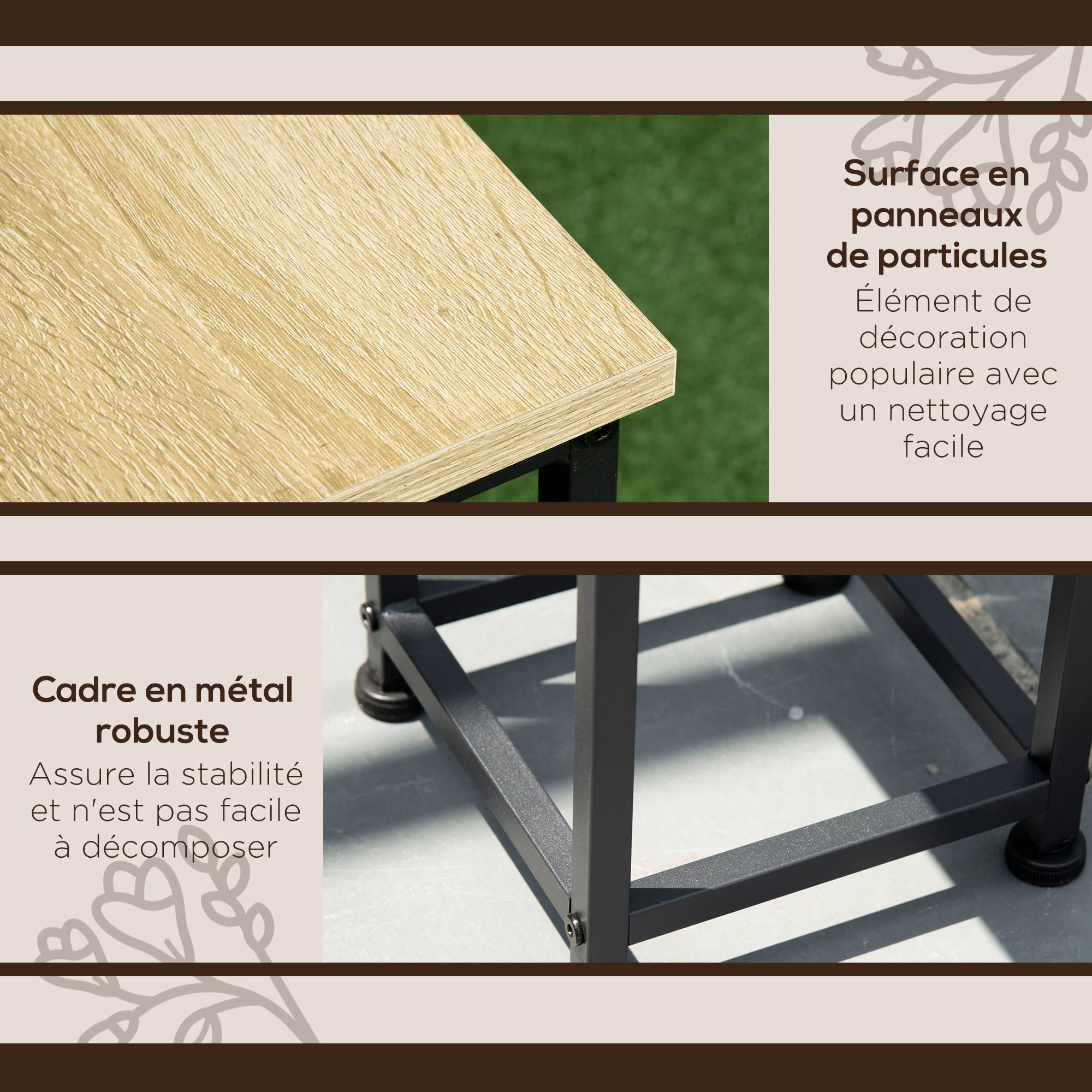 Lot de 3 supports pot de fleurs porte-plantes carrées empilables - 21 x 21 x 50/70/90 cm - acier - Image 7