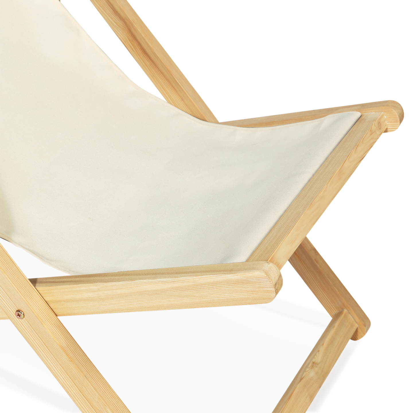 Lot de 2 chaises longues pliantes chilienne bois toile écrue - Image 3