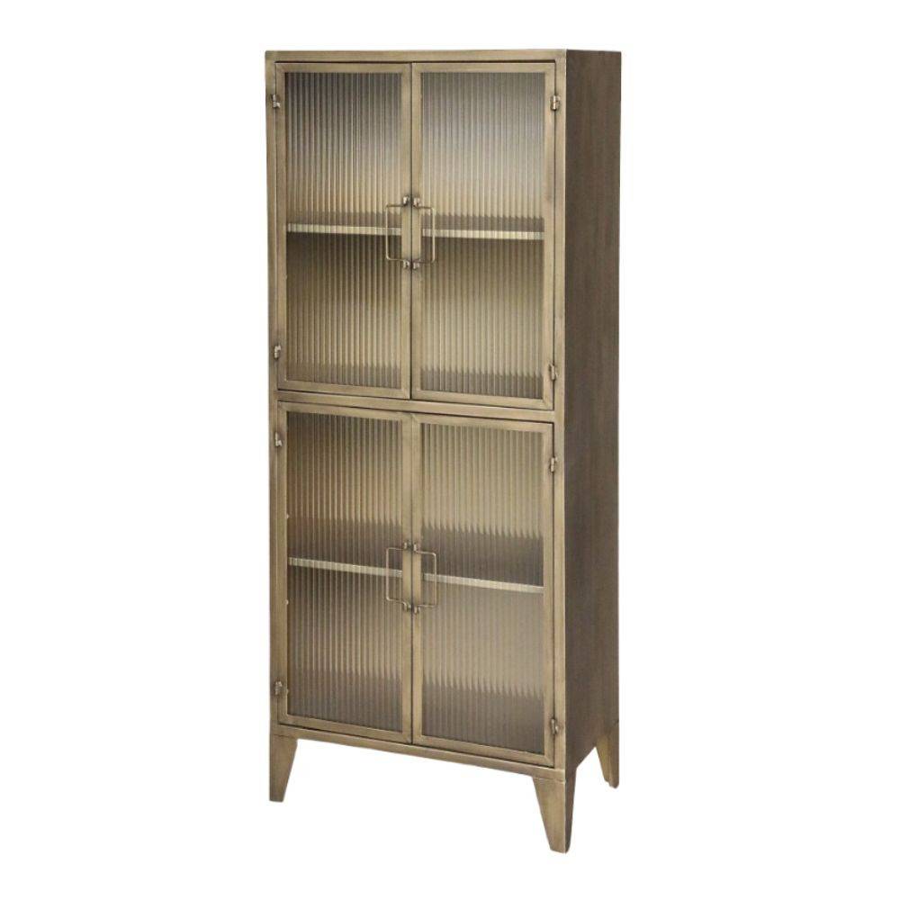 Chemin De Campagne - Armoire vitrine en fer laiton antique et verre 60 x 33 x 149.5 cm Chemin de campagne - Image 1