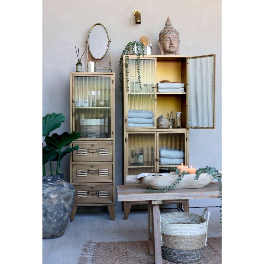 Chemin De Campagne - Armoire vitrine en fer laiton antique et verre 60 x 33 x 149.5 cm Chemin de campagne - Image 3