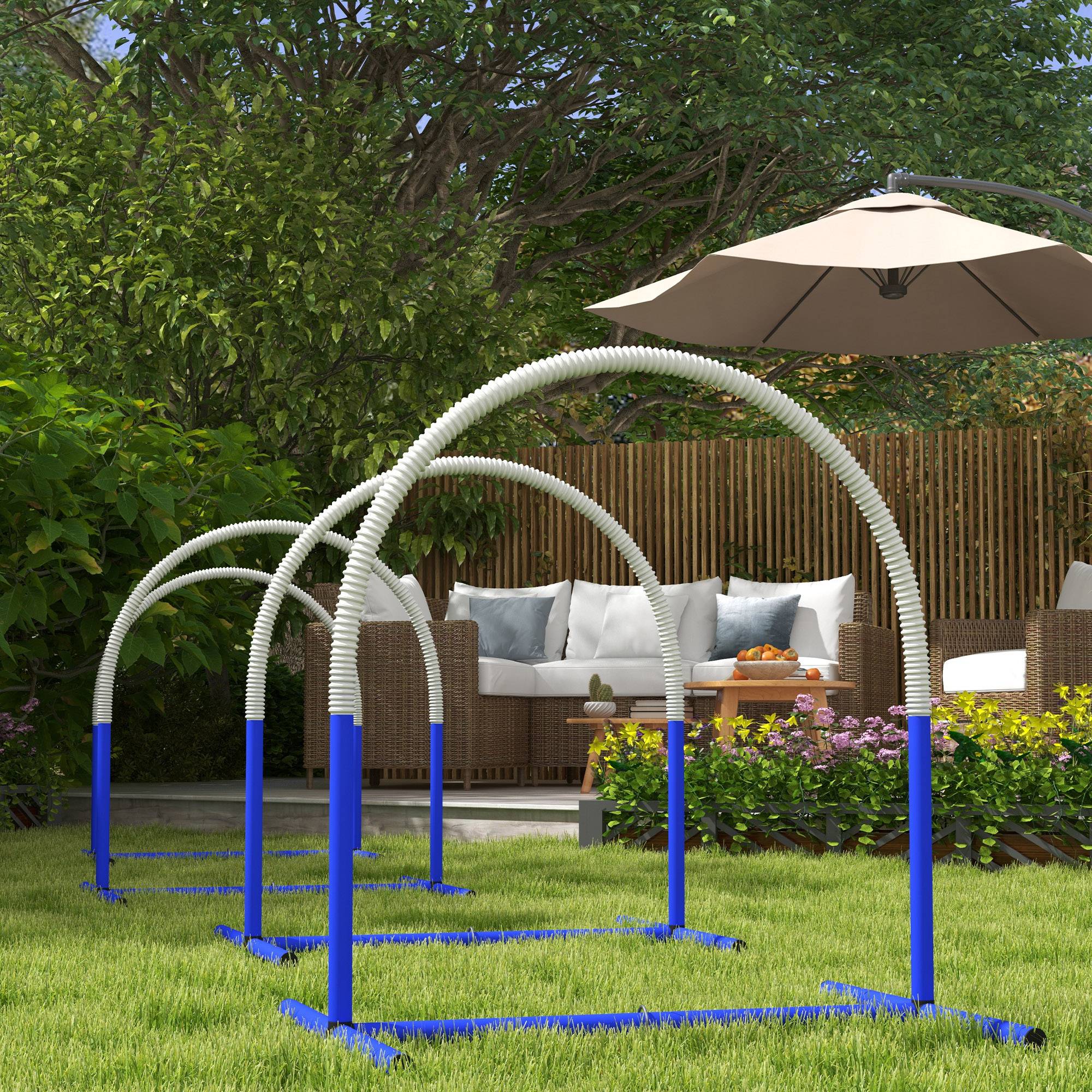 ComfortXL - Arceaux agilité chien structure légère 88 x 64 x 95 cm bleu blanc débutant - ComfortXL Outdoor Living - Image 9