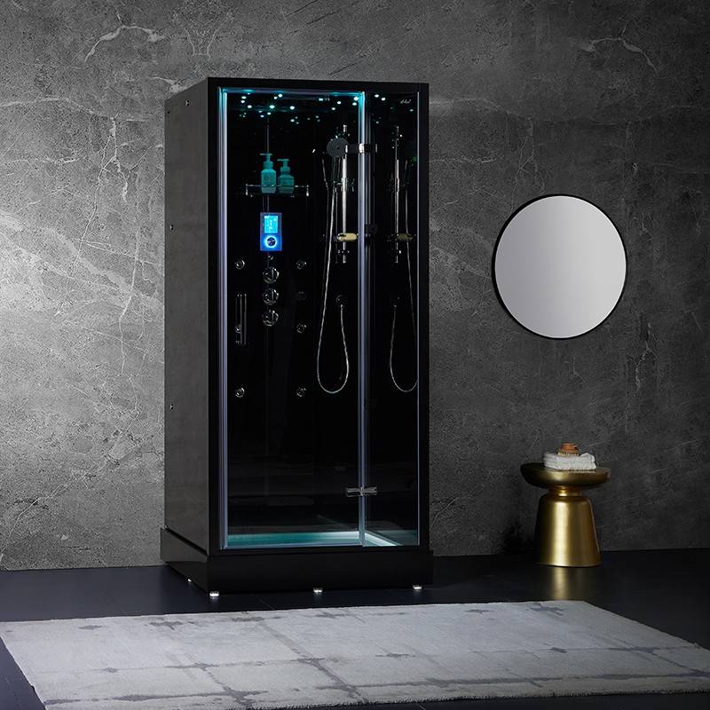 Cabine douche hammam X-ONE 100 BLACK Archipel® - 100x90 cm - Image 2