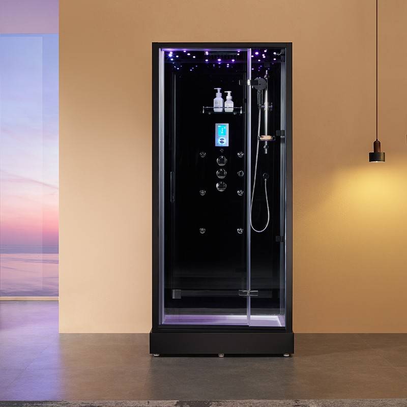 Cabine douche hammam X-ONE 100 BLACK Archipel® - 100x90 cm - Image 1